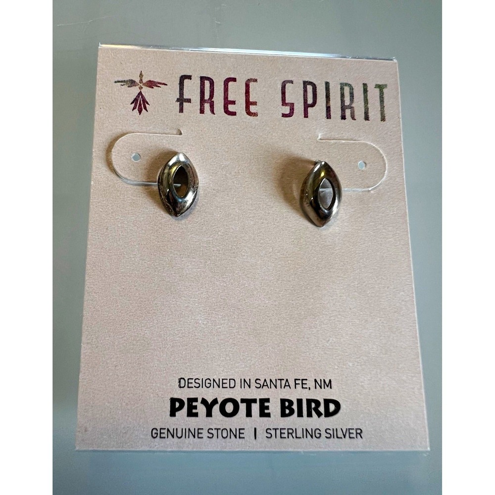 Peyote Bird Free Spirit Oval Stud Earrings 925 Sterling Silver Butterfly Back